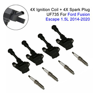 2014-2020 Ford Fusion Escape 1.5L 4X Ignition Coil + 4X Spark Plug UF735 Generic