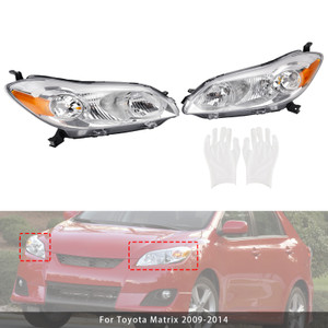 2009-2014 Toyota Matrix Left+Right Headlights Assembly Headlamp 8115002650 Chrome Generic