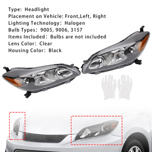 2009-2014 Toyota Matrix Left+Right Headlights Assembly Headlamp 8115002650 Black Generic