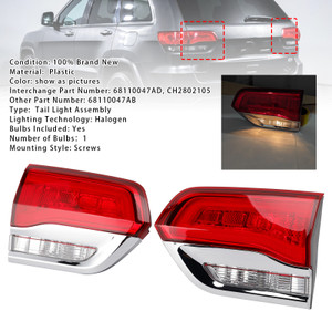 2014-2021 Jeep Grand Cherokee Left+Right Rear Inner Tailight Generic