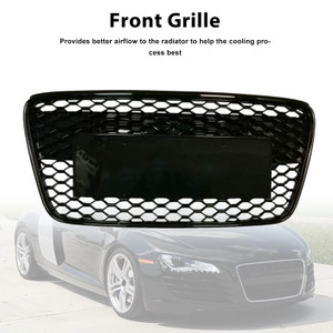 Front Henycomb Bumper Grille For 2007-2012 Audi R8 Gloss Black Generic