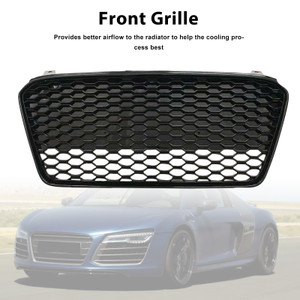 Front Henycomb Bumper Grille For 2013-2015 Audi R8 Gloss Black Generic