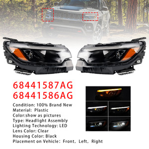 2022-2026 Jeep Compass Left+Right LED Headlight Assembly 68441587AG 68441586AG Generic