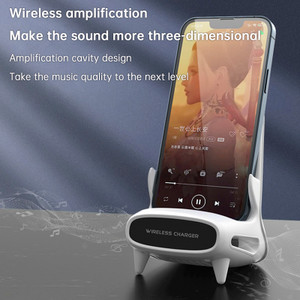 3 in 1 V8 Mini Chair Wireless Charger Phone Holder Charging Phone Stand Speaker