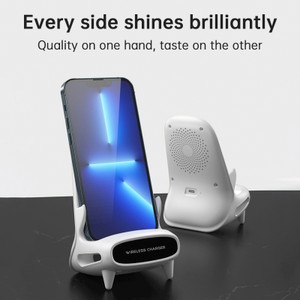 3 in 1 V8 Mini Chair Wireless Charger Phone Holder Charging Phone Stand Speaker