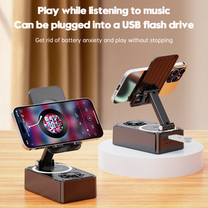 4 in 1 Phone Holder Bluetooth Speaker Wireless Charger Power Bank Desktop Live