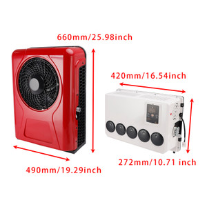 DC 24V RV Air Conditioner 13000btu Truck Split AC For Camping Vehicles Trucks RVs Trailers Red