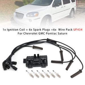 1x Ignition Coil + 6x Spark Plugs +6x  Wire Pack UF434 For Chevrolet GMC Pontiac Saturn