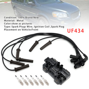 1x Ignition Coil + 6x Spark Plugs +6x  Wire Pack UF434 For Chevrolet GMC Pontiac Saturn