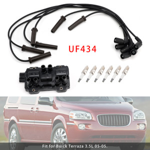 1x Ignition Coil + 6x Spark Plugs +6x  Wire Pack UF434 For Chevrolet GMC Pontiac Saturn