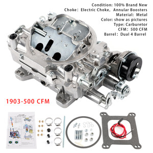 1903 Carburetor 500 CFM 4 Barrel For Avs2 Series Electric Choke Square Flange Dual Quad