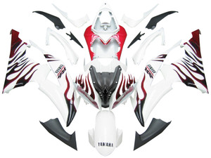 2008-2016 Fairings Yamaha YZF-R6 White & Red Flame R6 Racing