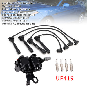 2004-2007 Kia Spectra L4 2.0L 1 Ignition Coil+4 Spark Plug+ Wires Pack UF419 Generic