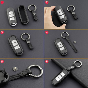 2013-2019 Mazda 2 3 6 Leather Silicone Car Key Case Cover With Buckle Generic
