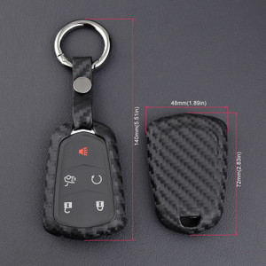 2013-2019 Cadillac ATS CTS CT6 XTS XT4 XT5 Escalade Leather Silicone Car Key Case Cover With Buckle Generic