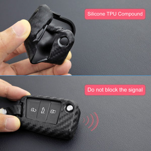 2019- Audi A1 Leather Silicone Car Key Case Cover With Buckle Generic