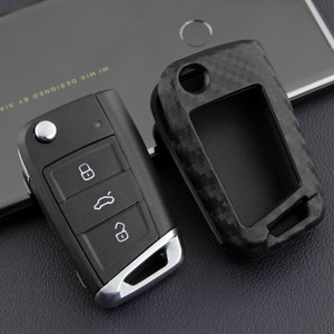 2013-2019 Skoda Octavia Kodiaq Karoq Leather Silicone Car Key Case Cover With Buckle Generic