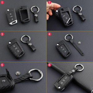 2013-2019 Skoda Octavia Kodiaq Karoq Leather Silicone Car Key Case Cover With Buckle Generic