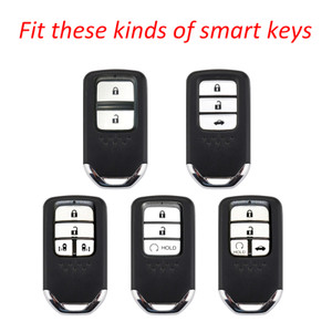 2013-2019 Honda Civic Accord Odyssey Leather Silicone Car Key Case Cover With Buckle Generic