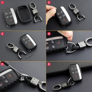 2012-2019 Land Rover Discovery Leather Silicone Car Key Case Cover With Buckle Generic