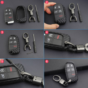 2011-2019 Dodge Charger Challenger Journey Leather Silicone Car Key Case Cover With Buckle Generic
