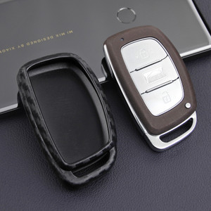 2015-2019 Hyundai Sonata Tucson Elantra Leather Silicone Car Key Case Cover With Buckle Generic