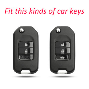 2013-2019 Honda Civic CR-V Odyssey Accord Leather Silicone Car Key Case Cover With Buckle Generic