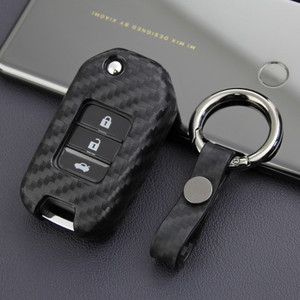 2013-2019 Honda Civic CR-V Odyssey Accord Leather Silicone Car Key Case Cover With Buckle Generic