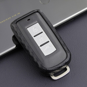2008-2019 Mitsubishi Outlander Eclipse Cross ASX Lancer Leather Silicone Car Key Case Cover With Buckle Generic