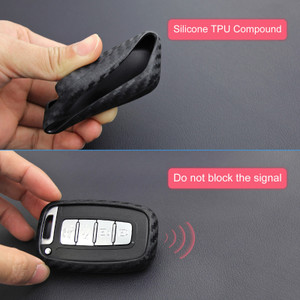 2009-2015 Hyundai Elantra Genesis Veloster Leather Silicone Car Key Case Cover With Buckle Generic