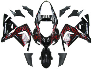 Fairings Kawasaki ZX 10R Black & Red Flame Ninja Racing (2004-2005)