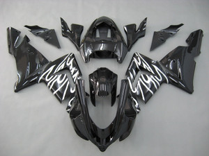 Fairings Kawasaki ZX 10R Black & Silver Flame Ninja Racing (2004-2005)