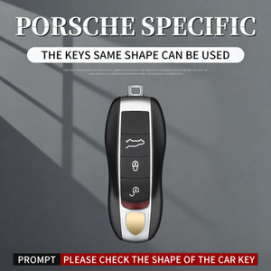 Aluminum Alloy TPU Silvery Car Key Case Cover With Buckle For Porsche Cayenne 911