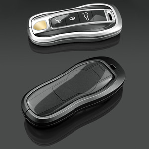 Aluminum Alloy TPU BLK Car Key Case Cover With Buckle For Porsche Cayenne 911
