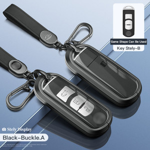 Aluminum Alloy TPU BLK Car Key Case Cover With Buckle For Mazda CX-4 CX-5