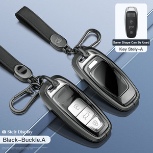 Aluminum Alloy TPU Black Car Key Case Cover With Buckle For Audi A6l A4l A3
