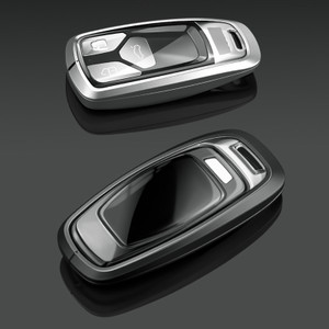 Aluminum Alloy TPU Black Car Key Case Cover With Buckle For Audi A6l A4l A3
