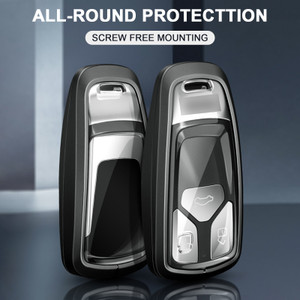 Aluminum Alloy TPU BLK Car Key Case Cover With Buckle For Audi A6l A4l A3