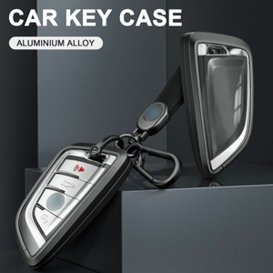 Aluminum Alloy TPU Black Car Key Case Cover With Buckle For BMW X3 X1 X5