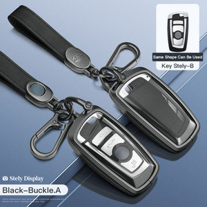 Aluminum Alloy TPU BLK Car Key Case Cover With Buckle For BMW X3 X1 X5