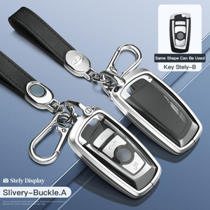 Aluminum Alloy TPU Silver Car Key Case Cover With Buckle For BMW X3 X1 X5