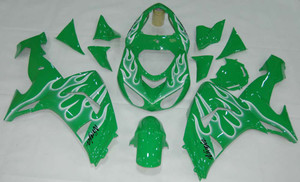 Fairings Kawasaki ZX 10R Green & White Flame Ninja Racing (2006-2007)