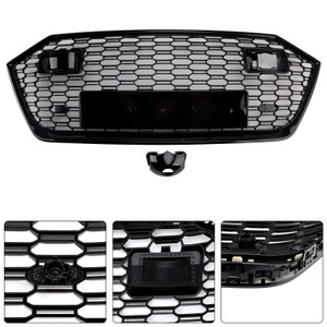 Front Bumper Grille Grill Fit Audi A7 C8 S7 2019-2024 W/ACC Black