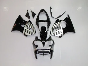 Fairings Plastics Kawasaki ZX6R 636 Black Silver Ninja Racing (2000-2002)