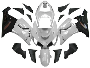 Fairings Kawasaki ZX6R 636 Silver Black Ninja Racing  (2005-2006)