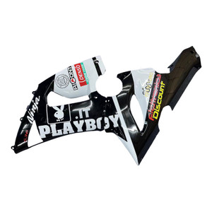 Fairings Kawasaki ZX6R 636 Black White Yellow Playboy  Racing  (2005-2006)