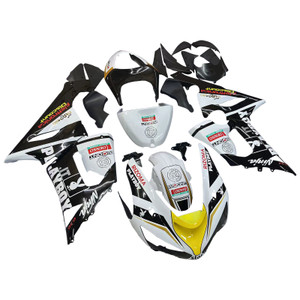 Fairings Kawasaki ZX6R 636 Black White Yellow Playboy  Racing  (2005-2006)