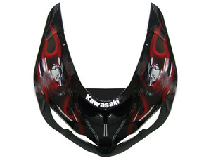 Fairings Kawasaki ZX6R 636 Black & Red Flame Ninja Racing  (2005-2006)