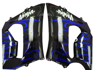 Fairings Kawasaki ZX6R 636 Black & Blue Flame Ninja Racing  (2005-2006)