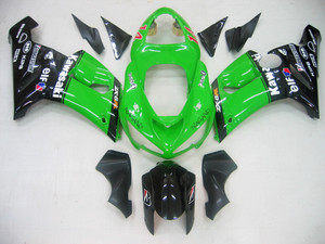 Fairings Kawasaki ZX6R 636 Green Black No.14 ZX6R  Racing  (2005-2006)